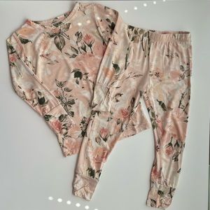 Posh Peanut Long Sleeve Pajamas 2T Vintage Pink Rose